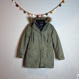 Mountain Warehouse green faux fur trim hooded 3 in 1 winter coat